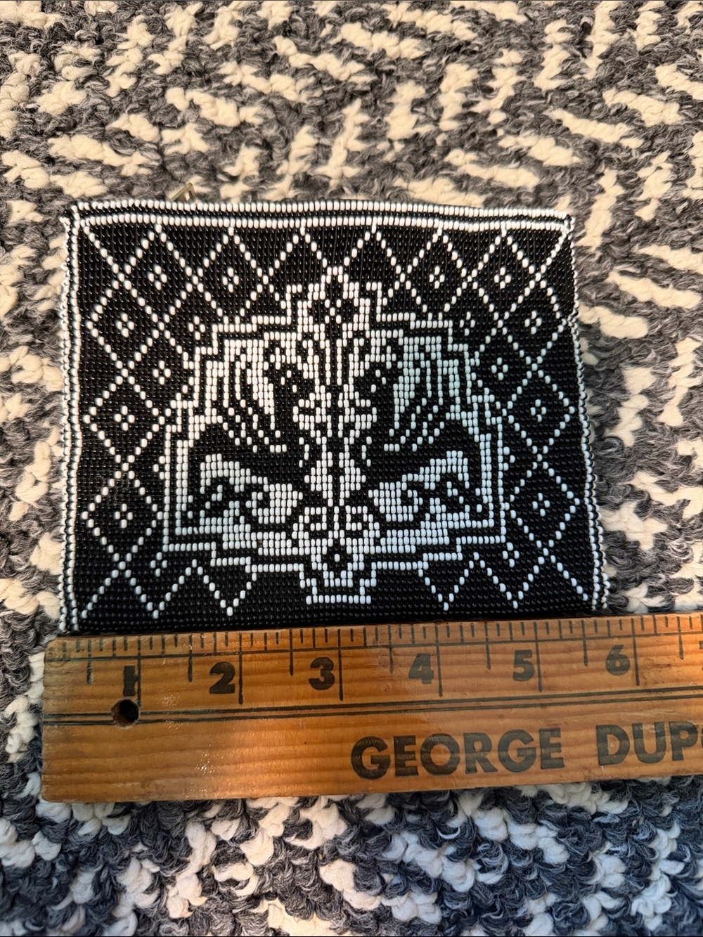 Vintage Black and White Beaded Crest bag